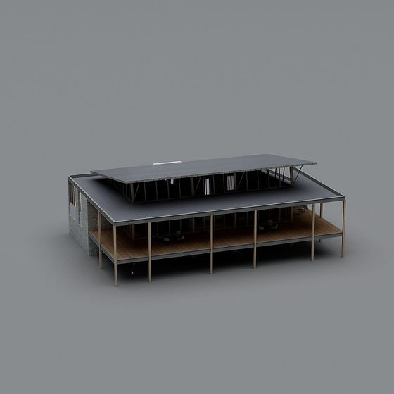 Stylish Low-Poly Modern Architectural 3D Model