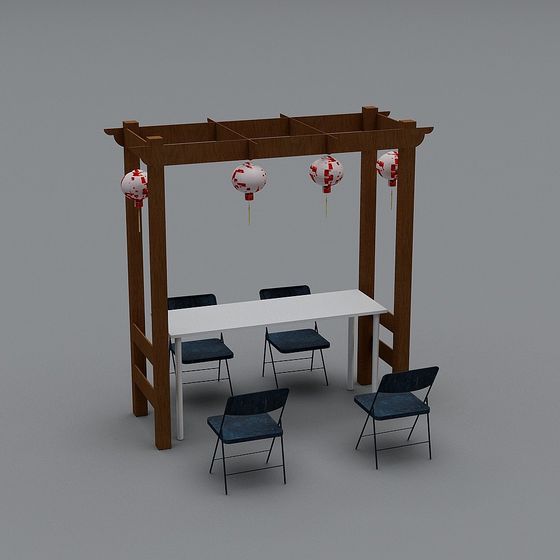 Low-Polygon Cultural Scene 3D model