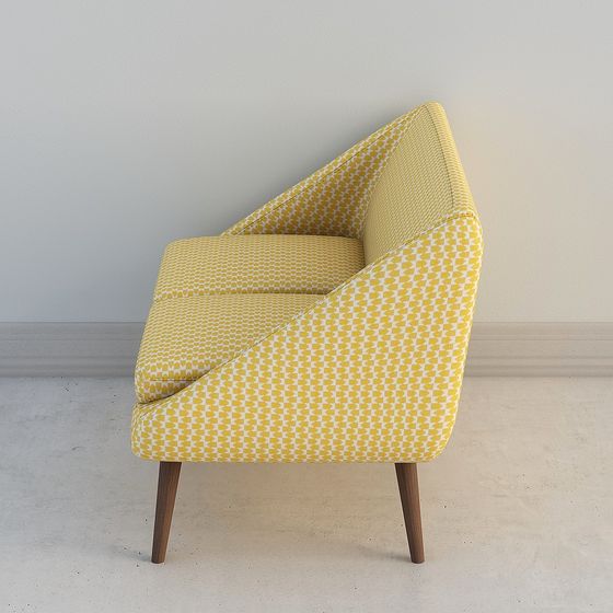 Vibrant Yellow Polygonal Chair 3D model for Modern Spaces