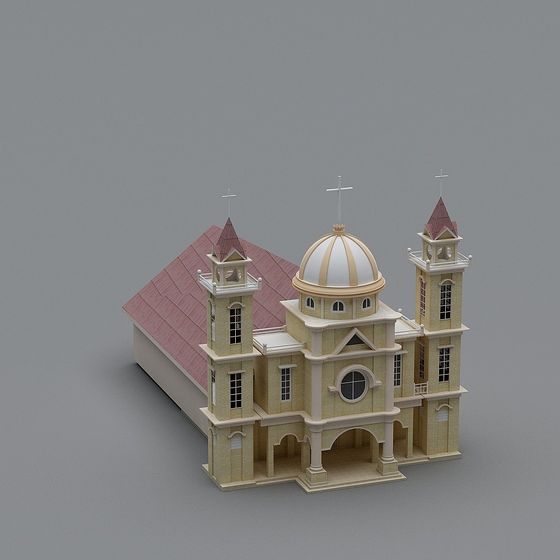 Historical Church 3D Model with Detailed Texture