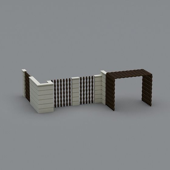 Stylish Low-Poly Rustic Fence 3D model