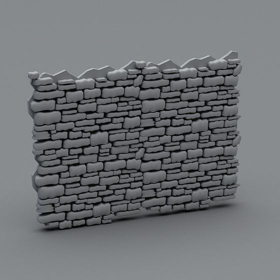 Realistic Low-Polygon Stone Wall 3D model
