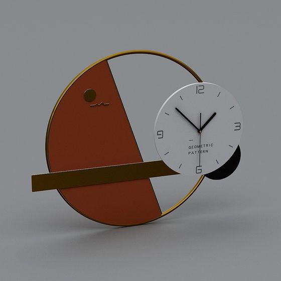 Stylish Geometric Clock 3D model for Contemporary Design