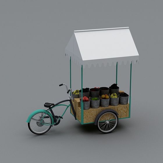 Vibrant Street Fruit Cart 3D model