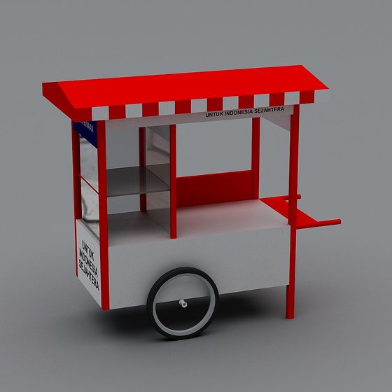 Authentic Indonesian Street Food Cart 3D Model