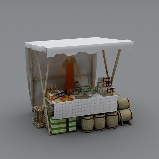 Charming Market Stall 3D model for Creative Projects