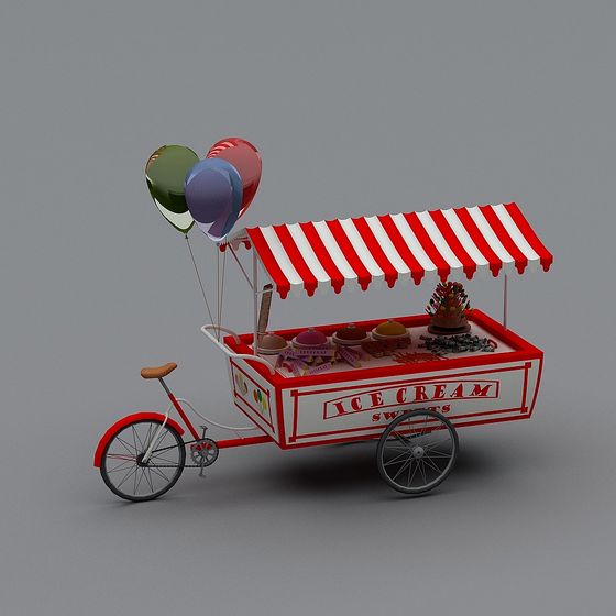 Charming Ice Cream Cart 3D model