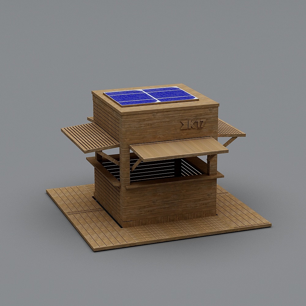 Futuristic Solar-Powered Wooden House 3D model