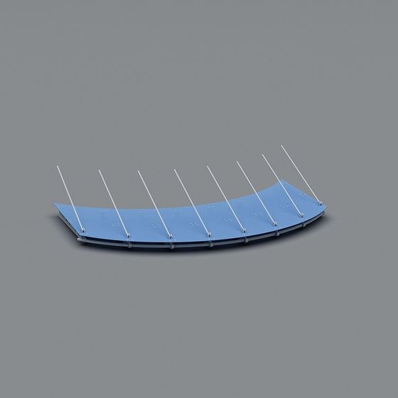 Curved Curtain Wall 3D model for Futuristic Architecture