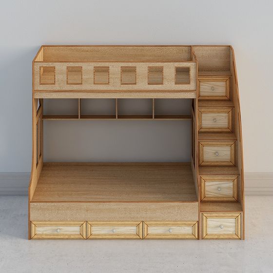 Minimalist Double Bunk Bed 3D model