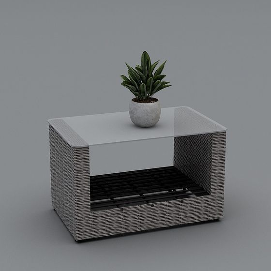 Stylish Rattan Side Table 3D model