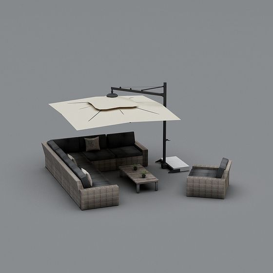 Urban Balcony Lounge Area 3D model Design