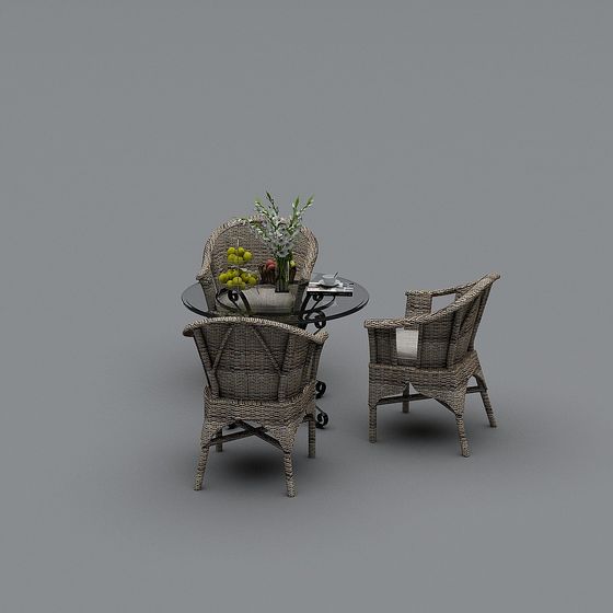 Elegant Rattan Chair 3D model for Outdoor Settings