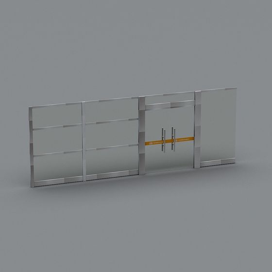 Stylish Glass Curtain Wall Door 3D model