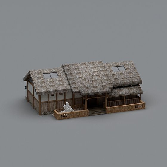 Traditional Japanese Thatched House 3D model