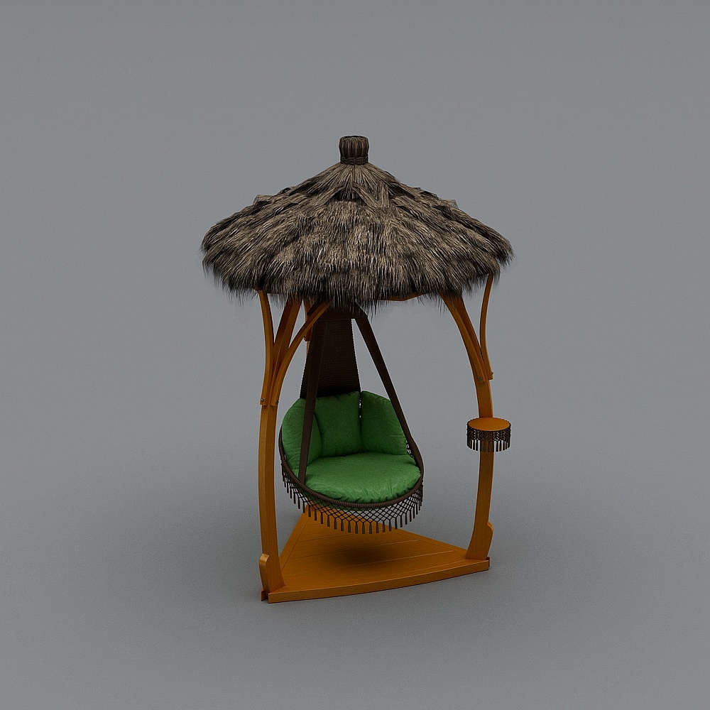 Thatched Gazebo Swing 3D model