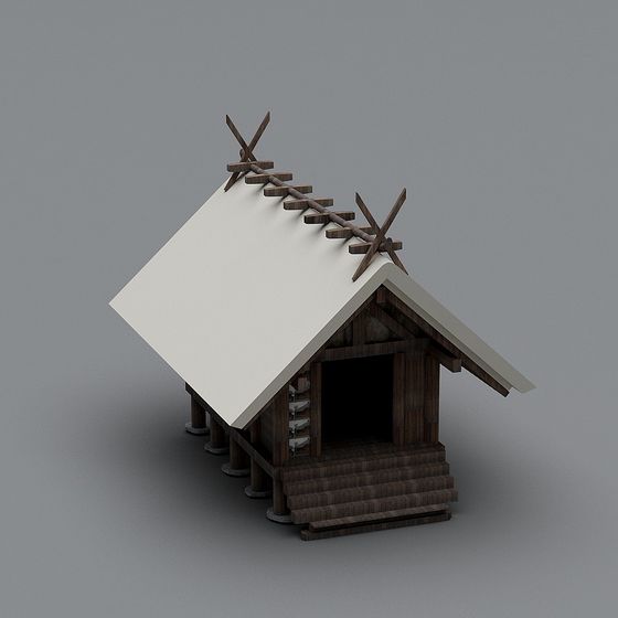Traditional Japanese Style 3D Model - Ancient Wooden Hut