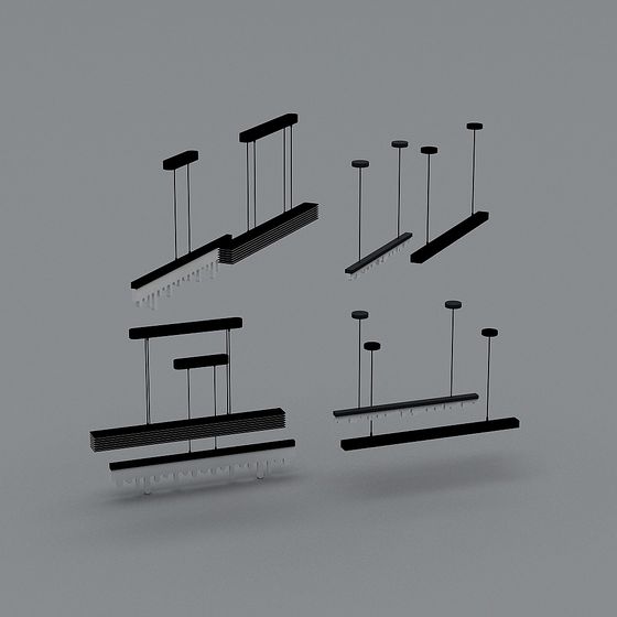 Sleek Hanging Light Fixture 3D model