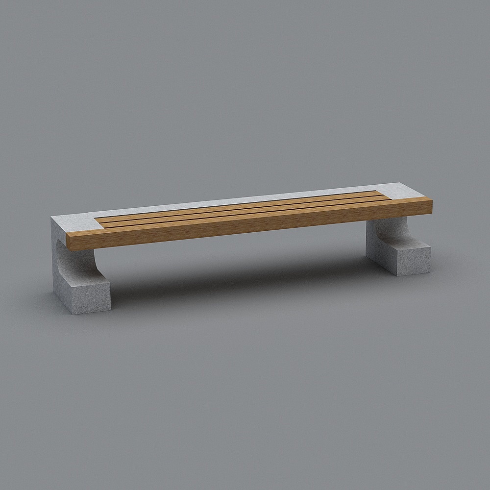 Sleek Concrete Bench 3D model