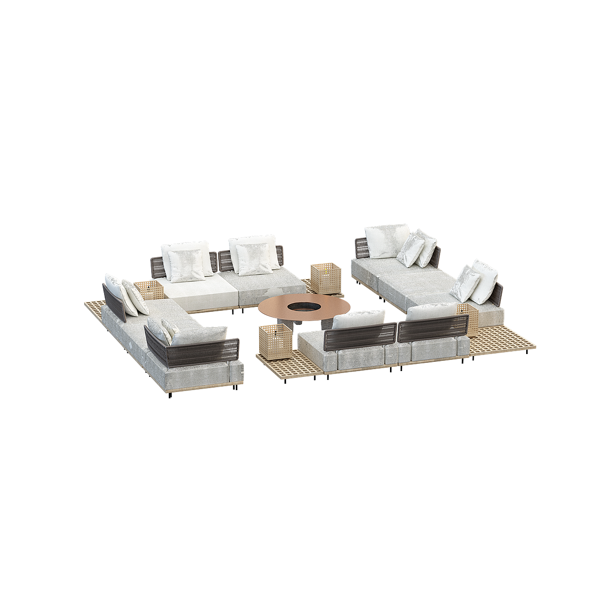 Modern Modular Living Room Furniture 3D Model – Sleek Upholstery