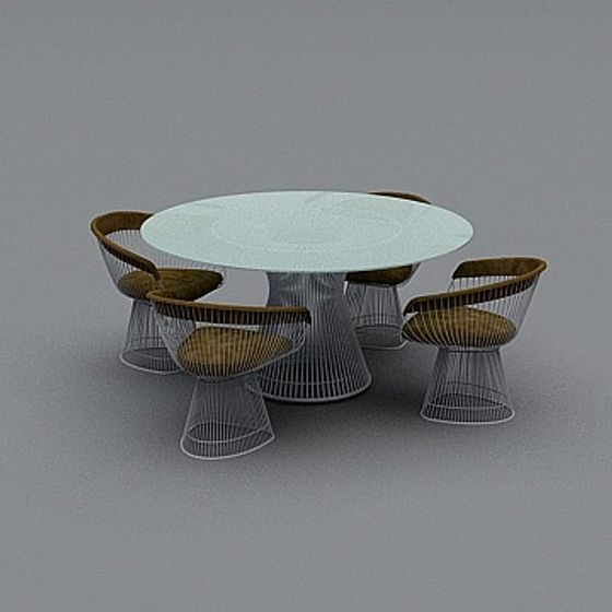 Elegant Round Dining Set 3D model for Modern Spaces