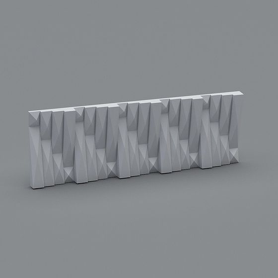 Origami Wall 3D Model with Unique Low-Polygon Design