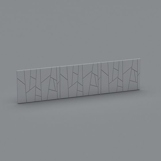 Cracked Wall Panel 3D model