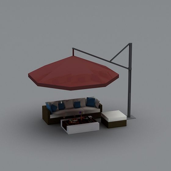Stylish Cantilevered Umbrella Sofa Set 3D Model