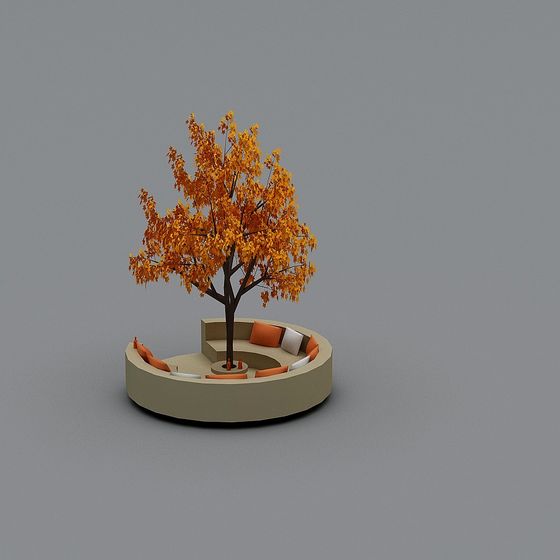 Low-Poly Autumn Outdoor Relaxation Space 3D model