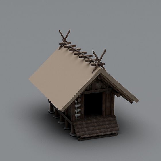 Traditional Japanese Thatched Cottage 3D model