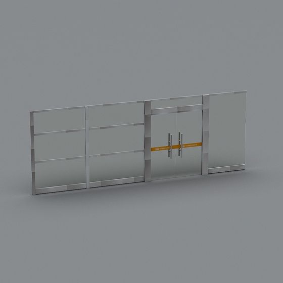 Elegant Glass Curtain Wall Door 3D model