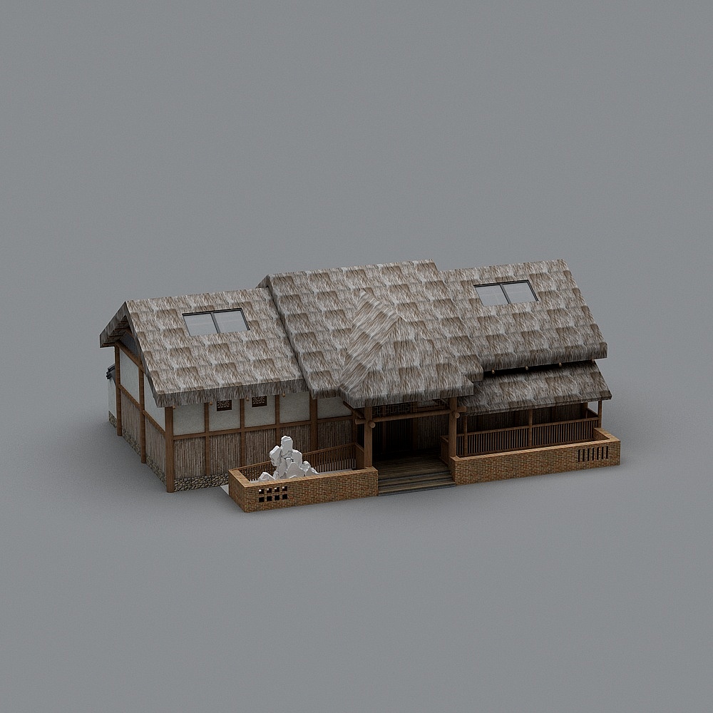Traditional Thatched Cottage 3D Model