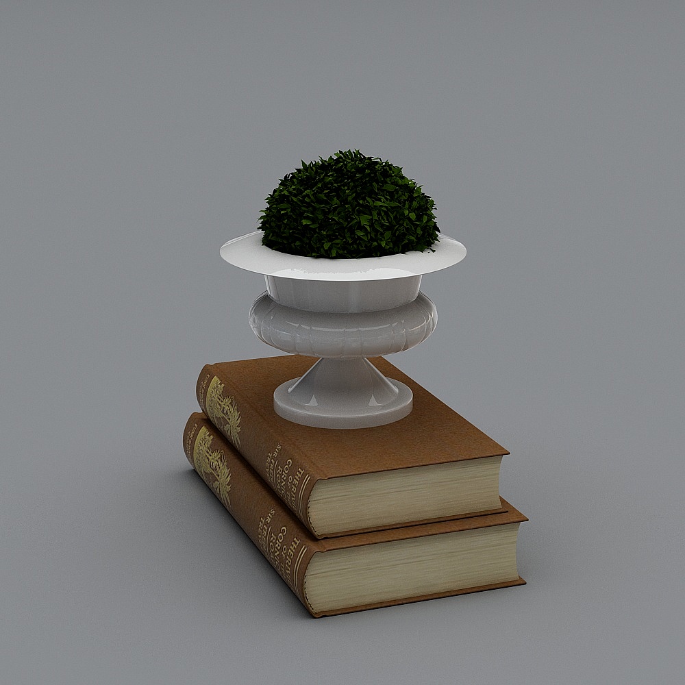Book and green plant ornaments