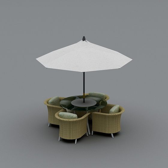 Low-Poly Outdoor Leisure Table and Chair Set 3D model