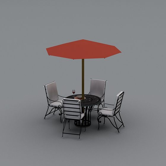 Stylish Outdoor Dining Table and Chairs Set 3D model