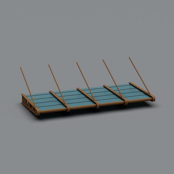 Floating Bamboo Raft 3D model