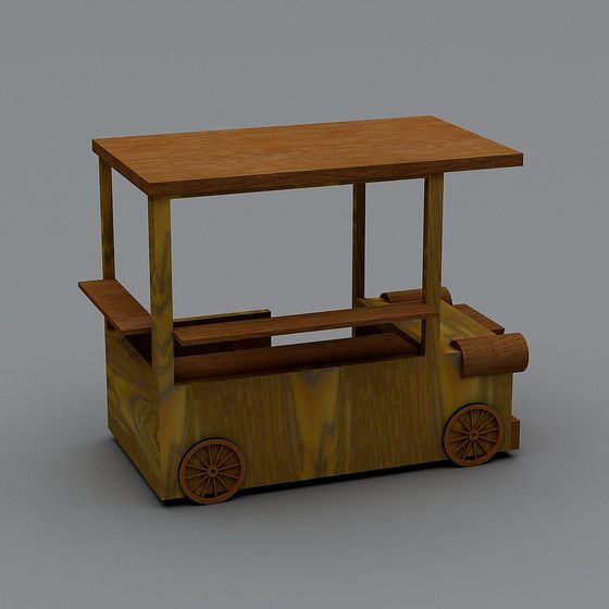 Vintage Wooden Cart 3D model for Creative Projects