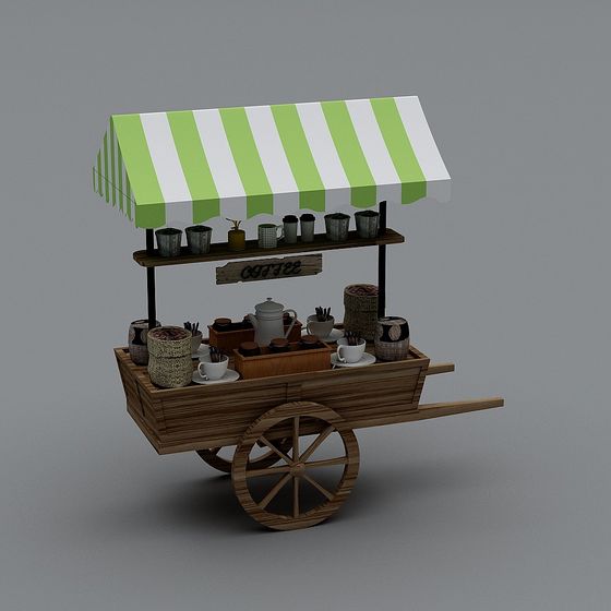 Vintage Coffee Cart 3D model