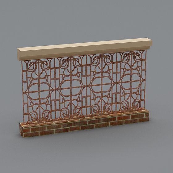 Elegant Metal Fence 3D model