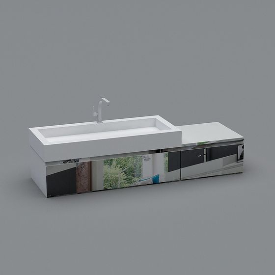 Stylish Minimalist Bathroom Cabinet 3D model