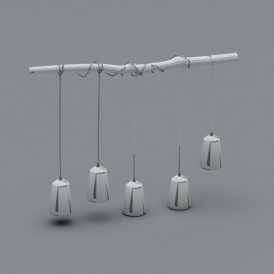 Elegant Hanging Wind Chime Low-Poly 3D Model