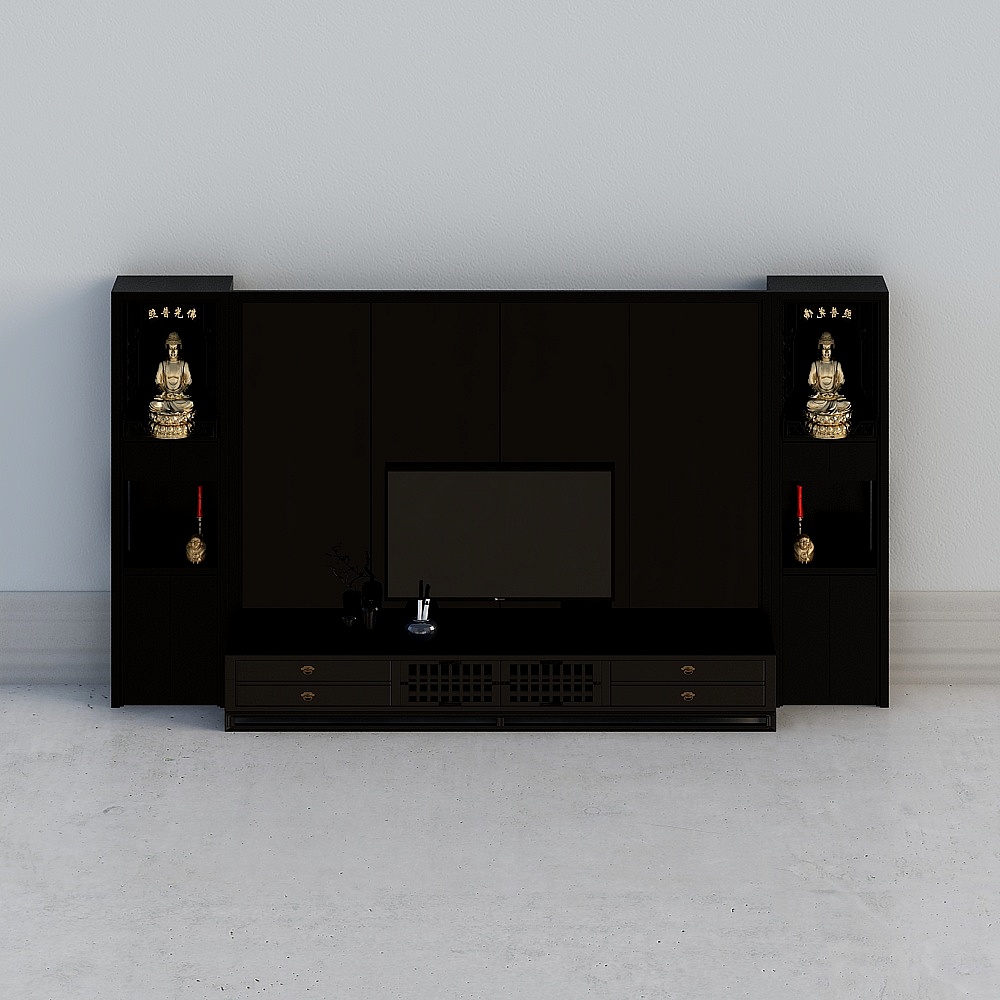 Zen-Inspired Living Room TV Cabinet 3D model