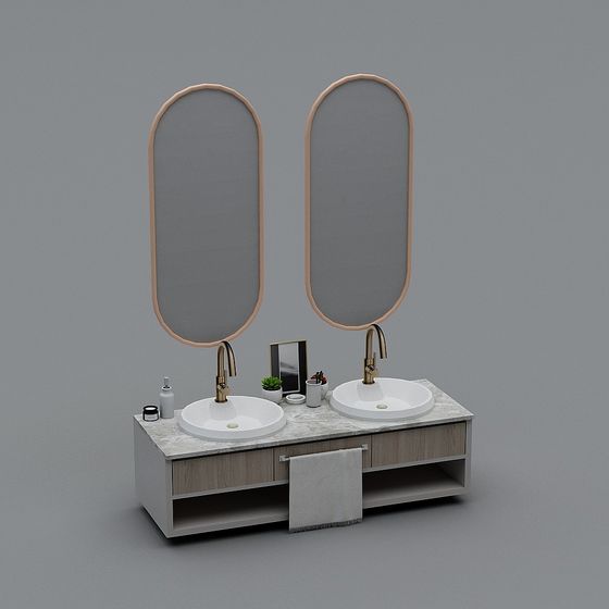 Modern Minimalist Double Sink 3D model