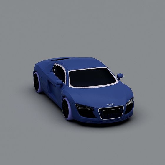Futuristic Blue Audi Sports Car 3D Model