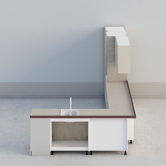 L-Shaped Kitchen Countertop 3D model