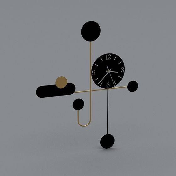 Black Clock Wall Watch 3D Model