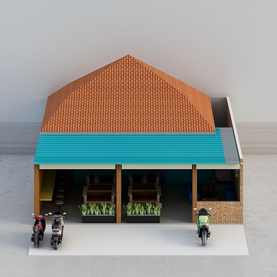 Urban Garage 3D model with Unique Low-Poly Design