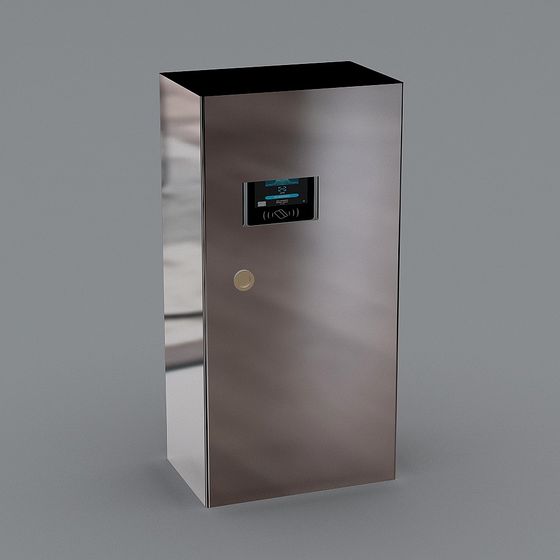 Sleek Stainless Steel Parking Meter 3D Model