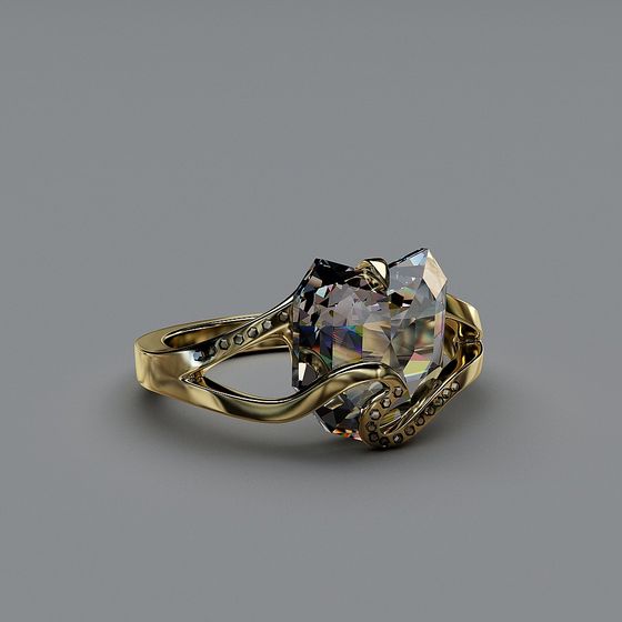 Elegant Gemstone Ring 3D model