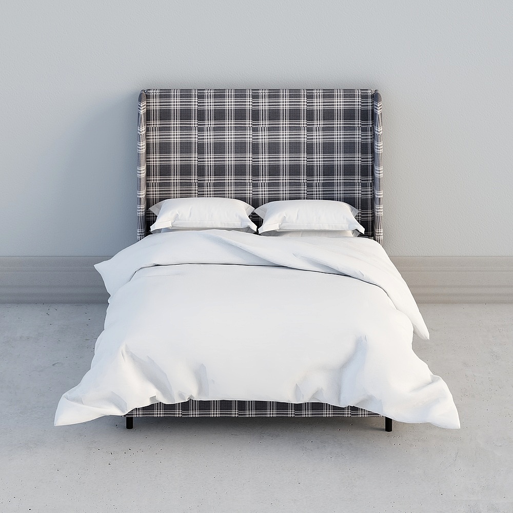 Maxwell Full Wingback Bed, Barnegat Plaid Black Sea